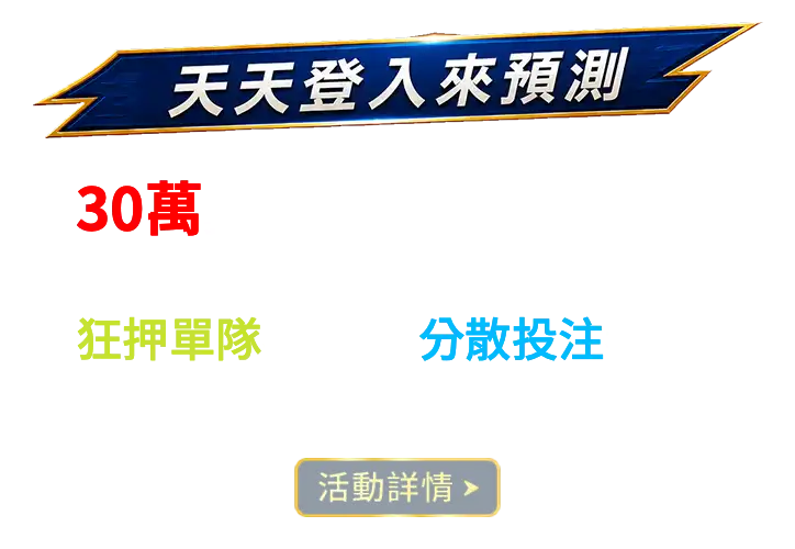 天天登入來預測,30萬獎金由冠軍總票數平分