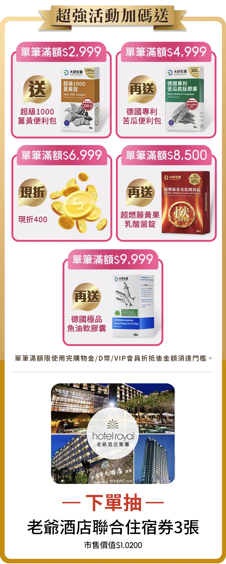 下單抽老爺酒店聯合住宿券3張（一名）