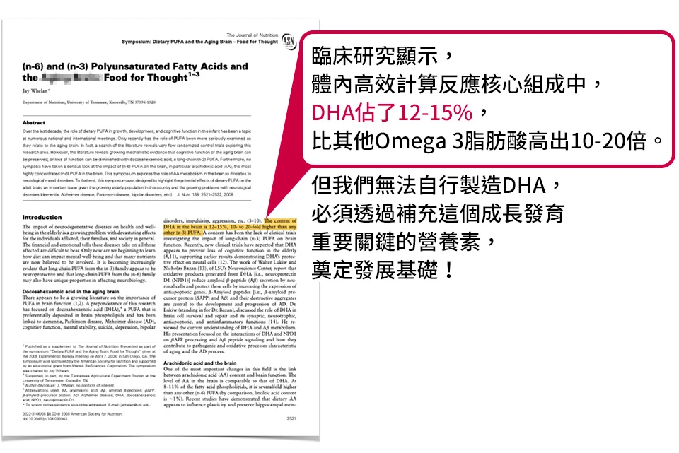 孕哺期媽媽需補餵大量的DHA給胎兒發育使用 ，所以需額外補充DHA