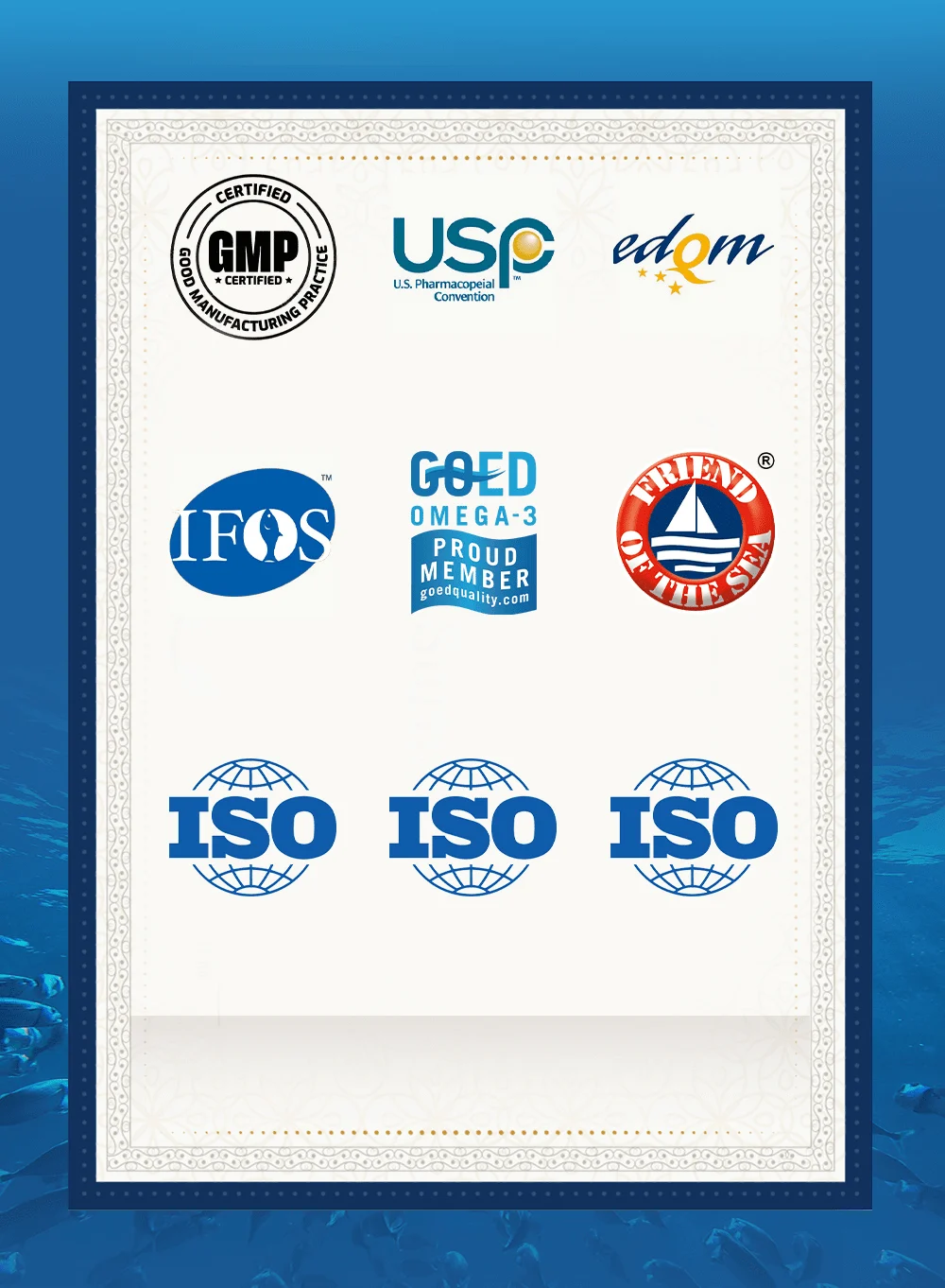 取得魚油相關認證與國際標章