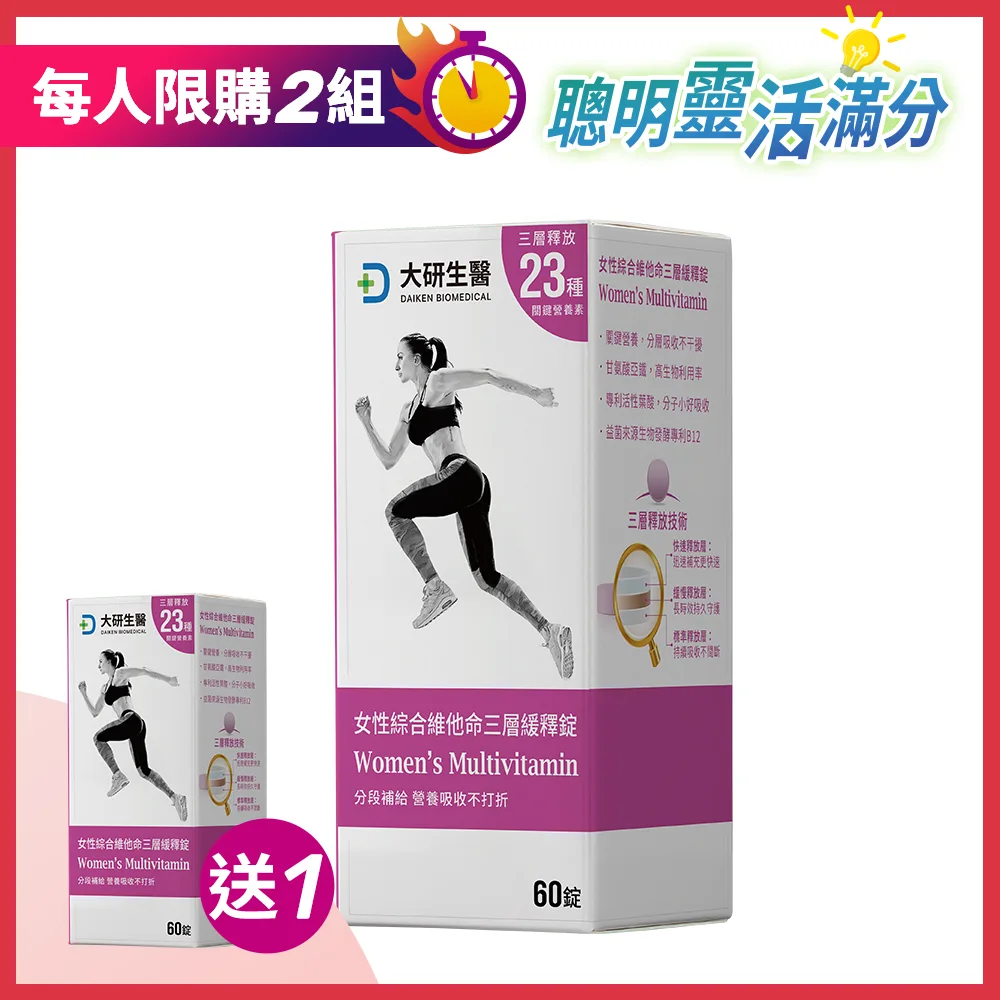 【買1送1】女性綜合維他命三層緩釋錠