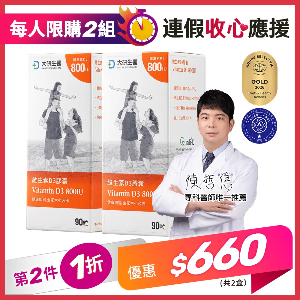 【第2件1折】維生素D3膠囊