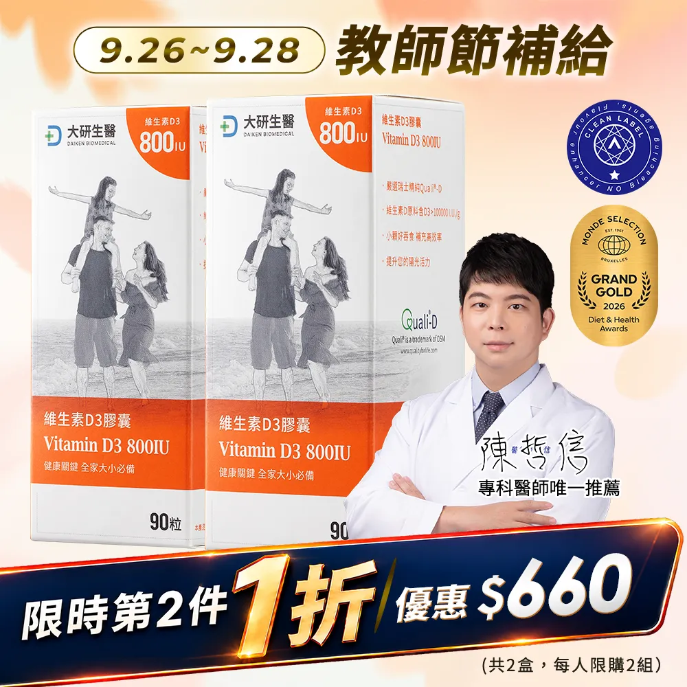 【第2件1折】維生素D3膠囊