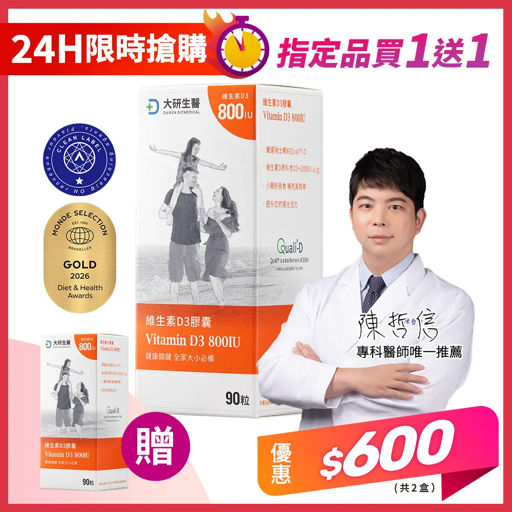 【買1送1】維生素D3膠囊