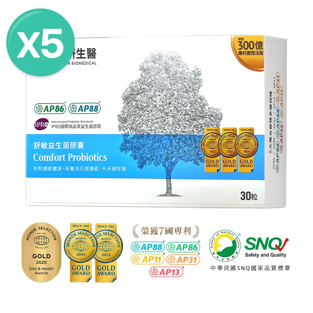 舒敏益生菌膠囊5入組贈正貨X1